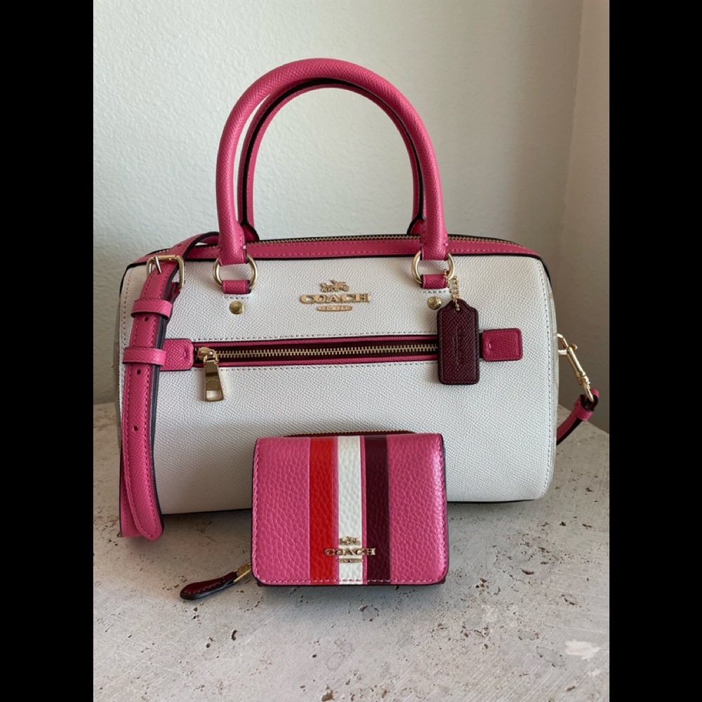 New Coach Rowan Satchel In Colorblock and Wallet
